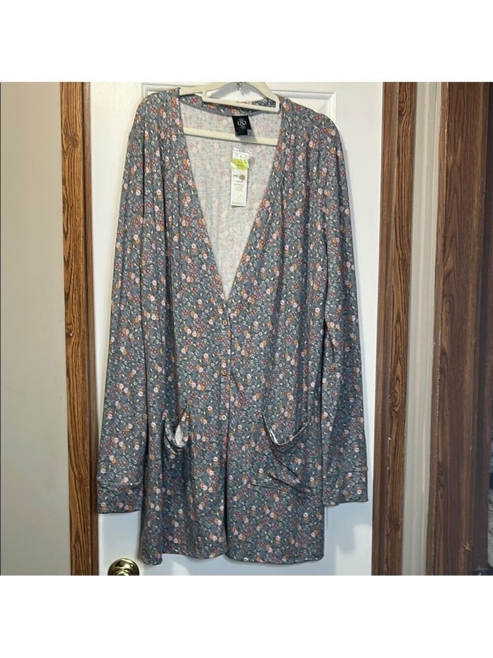 Agnes & Dora Gray Floral Cardigan XXL NWT